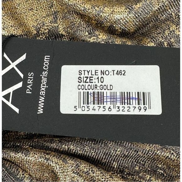 AX Paris Gold Asymmetric Frill Hem Sleeveless Top Women’s Size 10 - Picture 6 of 10